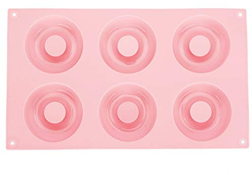 Donut Mould, Doughnut Silicone Baking Tray Doughnut Maker Moulds Non-stick Silicone Donut Molds Doughnut Baking Pan for Cake(Pink)