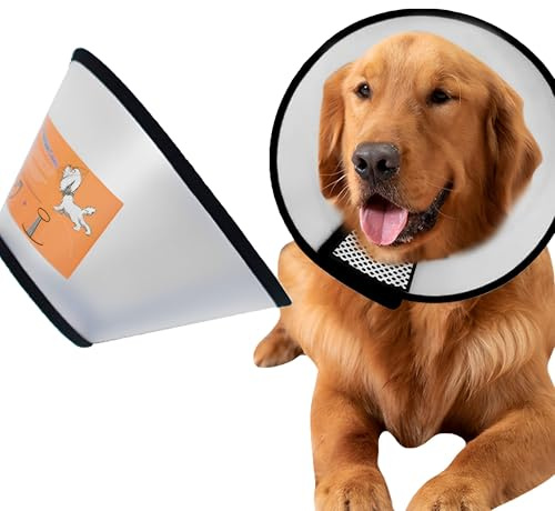 JIAMIAN Adjustable Pet Cat Cone Protection Collar Anti-bite Lick Protective Healing Safety Plastic Necklace, Protection Collars, Elizabetan Collar Large Dog (Neck:35-40cm)