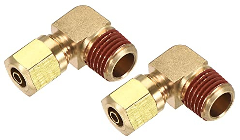 MECCANIXITY Brass Elbow Compression Tube Fitting 1/4NPT x 1/4 Tube OD 90 Degree Coupling Adapter, Pack of 2