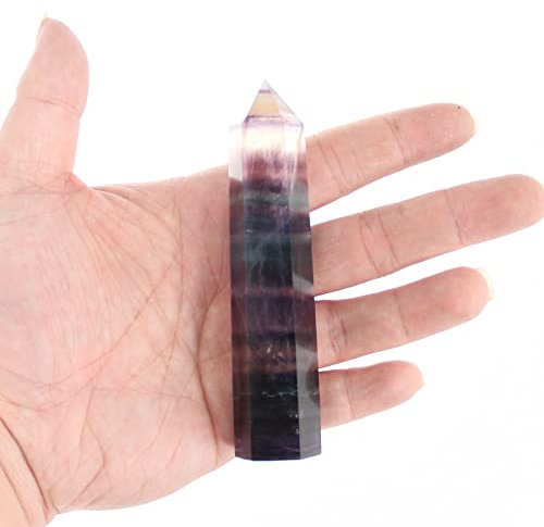 Varitas de cristal de cuarzo Fluorita, 1 varitas de cuarzo Fluorita de 10 cm a 11 cm, torre de cuarzo Fluorita, cristal curativo de cuarzo Fluorita y piedras, embalaje de caja de regalo