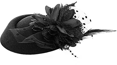 Yolev Vintage Fascinators Hut 20er 50er Blume Federkleid Kopfschmuck Fascinator Schwarz Hüte Teeparty Cocktail Schleier Pillendose Stirnband Schleier Damen Mädchen Halloween