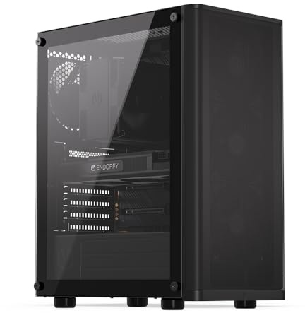 ENDORFY Ventum 200 Air PC Gehäuse ATX mit Tempered Glass, 4X Stratus 120 PWM, Mesh Front, Unterstützung für 360 mm Radiator, Staubfilter, ATX mATX ITX