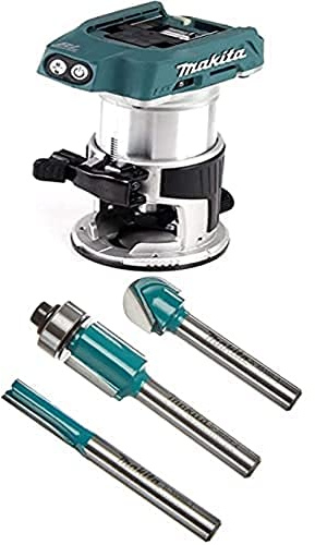 Makita DRT50Z Akku-Multifunktionsfräse 18V (ohne Akku, ohne Ladegerät) + Fräser-Set 3Stk