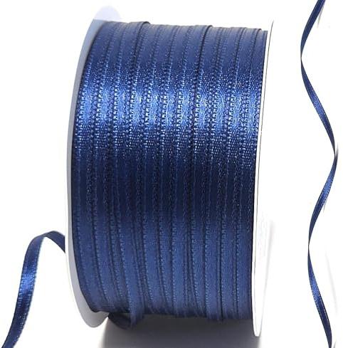 s.dekoda Satinband 50m x 3mm Dunkelblau - Blau Schleifenband Dekoband Satin