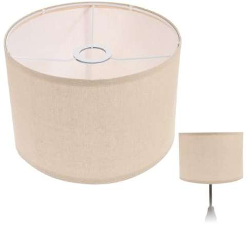 ABOOFAN Abat-Jour Lin Beige 26,5 cm – Tissu Naturel & Fer Solide, Montage Rapide Sans Outils, pour Lampe E27 Table ou Murale, Salon Chambre Bureau