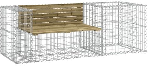 Banc de jardin avec panier en gabion bois de pin imprégné
