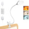 Glocusent 5W Lampe de Bureau LED avec 36 Perles, Col de Cygne Lampe Pince pour Lit pour 3 Couleurs et 5 Luminosité, CRI 90, Lampes de Lecture Parfaite (Blanc avec Adaptateur)