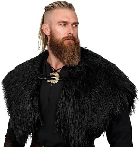 keland Viking Kunstfell Kragen für Männer Schal Capelet Wrap Kostüm Accessoire