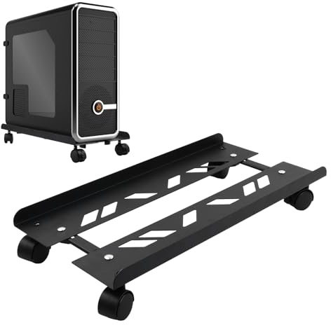Fangehong PC Stand, Adjustable Mobile CPU Stand, Black (49×19.5-25cm)