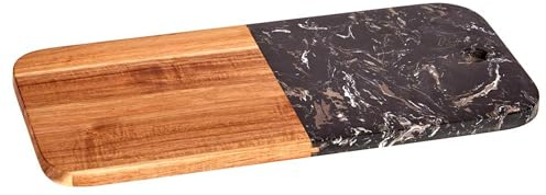 Tabla cortar madera y marmol negro 38cm colección KINVARA