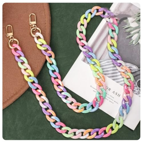 Pmnzdy Acryl Taschenkette Kunststoff Kettenringe Acryl ketteTaschengurt Bunte Handy-Kette Handy Lanyard Trageriemen Crossbody Handtaschenkette Mit Metallschnalle DIY Deko Ersatzkette Farbe 1# 120cm