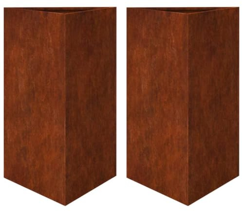 vidaXL Pflanzkübel 2 STK. Dreieckig 50x43x75 cm Wetterfester Stahl