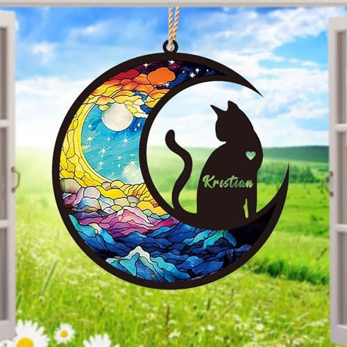 Personalisiertes hängendes Ornament mit Katzennamen | Personalisierbare Katzen-Gedenkgeschenke,Geschenke für Katzenliebhaber,für Sympathie für den Verlust eines Haustieres