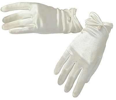 WESIEVYA 1paar Braut-handschuhe Aus Satinierter Elegante Retro Hochzeits-handschuhe Kurze Stil Für Brautkleid Und Festliche Anlässe Komfortabel Und Atmungsaktiv Cremefarbenem Design