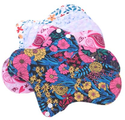 Healeved 6piezas Compresas Menstruales Reutilizables De Orgánico Toallas Sanitarias Lavables Higiénicas y Transpirables Para Uso Diario y Postparto