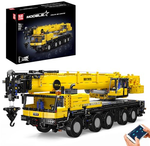 Mould King 17073 Engineering LTM Crane, All Terrain Remote Controlled Construction Crane Machine Models for Lovers of Crane Building Set (3218 parti)