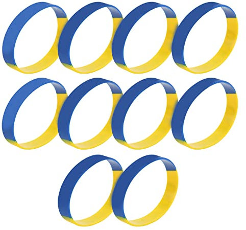 Naroote Ukrainische Geschenke, Ukraine-Armband, Handgelenkstütze, 10 Stück, Ukrainische Gummiarmbänder, Ukraine-Armband für Sportfans, Männer und Frauen
