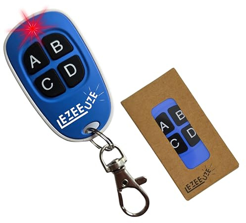 EzeeUze - Telecommande Universelle Portail à Code Fixe 433,92 MHz, Bip Portail,Telecommande Garage, 4 canaux, Compatible avec Novoferm Novotron 502 MAX43-2 Novotron 512 MIX43-2, Gaposa QCT4 (Blue)