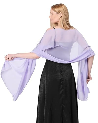 Makroyl Women Sheer Chiffon Shawls Wraps For Evening Dresses Party Lightweight Bridal Wedding Scarf Capes Soft Stole Cover Up
