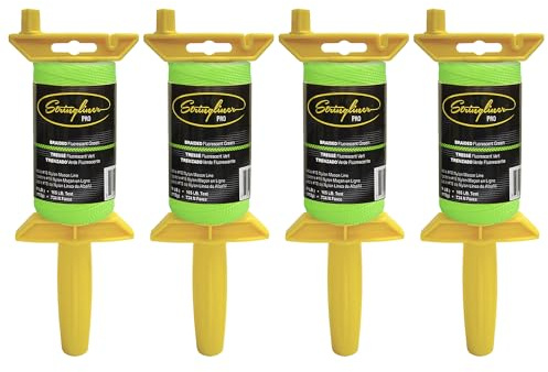 Stringliner 25168 Pro Mason’s Line Reels – 1/4 Lb. 250′. Stringliner® PRO BRAIDED FL GREEN 250'. (4 Pack)