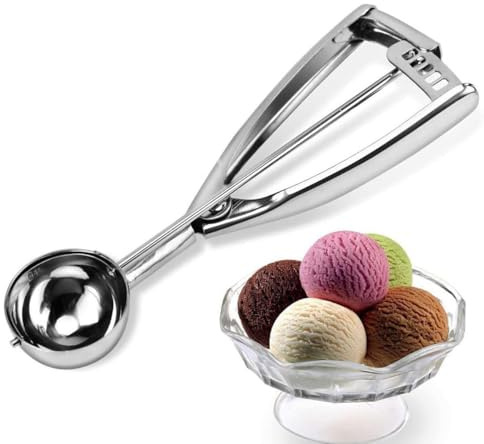 6 cm Ice Cream Scoops with Trigger, 18/8 Stainless Steel Ice Cream Scoop for Meatballs, Mellon Balls, Mashed Potatoes and Muffins