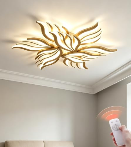 WSXEDC Dimmable Ceiling lamp LED Gold Ceiling Light 90W Large Living Room Ceiling Lighting Creative Modern Bedroom Light Ceiling DIY for Living Room Youth Room Dining Room Kitchen Ø85cm