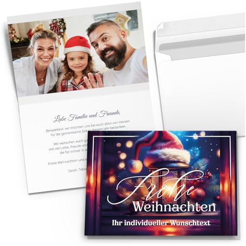 Weihnachtskarten mit Umschlag 20 Stück | PERSONALISIERT mit Text & Foto | Weihnachtskarte selbst gestalten | Premium Grußkarten Set Weihnachten | Zauberhafte Weihnacht