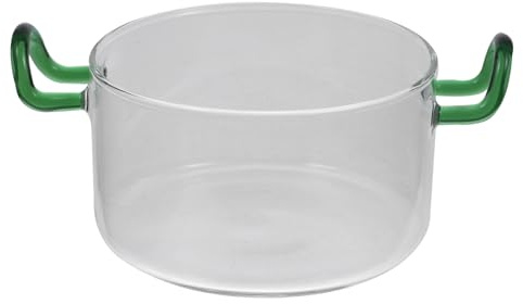 Ciieeo Ciotola in Vetro Borosilicato con Doppia Maniglia per Insalate e Zuppe Design Semplice e per Uso Facile da e Resistente