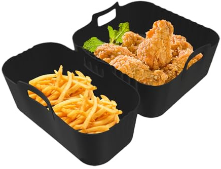 Inserto de silicona para freidora de aire caliente - Insertos reutilizables para freidora de aire caliente, 2 unidades, antiadherente, reutilizable, inserto de cocción al vapor, extraíble para cocinar