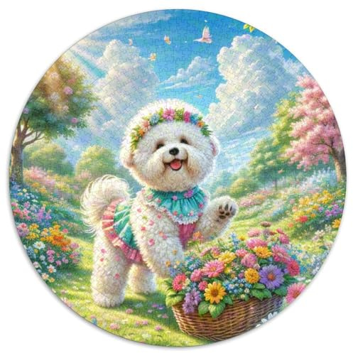 Bichon Frise 1000 Stück Puzzle Rund Fur Erwachsene Und Kinder Tieres Haustiers Cute Geschicklichkeitsspiel Geschenk Fordernd Kleinkinder Groß 1000pcs (67.5x67.5cm)
