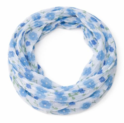 beybey® feiner Damen Loop Schal aus Seide und Viskose mit Blümchen Muster - Frühlingserwachen und die Brise des Lebens.