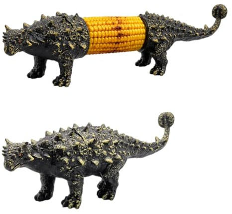 Dinosaurie majskolvshållare, 2026 nya spetsar rolig nyhet majs med rostfritt stål på kolven plektrum för grillfest matbord tillbehör för hemmakök, A09