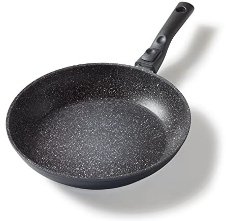 STONELINE Flex Made in Germany Bratpfanne 28 cm, mit abnehmbarem Griff, antihaft beschichtete Pfanne mit echten Steinpartikeln, alle Herdarten inkl. Induktion, fettfreies Braten