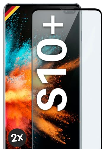 moex CurveProtect für Samsung Galaxy S10 Plus Panzer Schutzglas, Full Screen Schutzfolie randlos, ganzer Bildschirm komplett abgedeckt, Panzerfolie Curved 3D Glas Folie, Schwarz 2 Stück