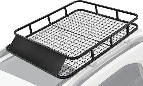 GOPLUS Galerie de Toit en Métal, Porte-Bagage avec Cadre d'Extension pour Voiture 122x102x14CM, Charge Max. 75 kg