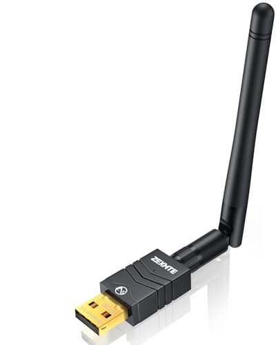 ZEXMTE 5.4 USB Bluetooth Adapter for PC, Long Range PC Bluetooth Adapter with High Gain Antenna, 492FT / 150M, Plug &Play for Windows 11/10/8.1/7
