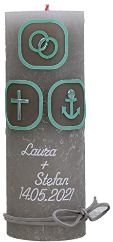 Christ-Kerzen Hochzeitskerze Rustik Laura und Stefan mit Namen und Datum, individuell, handverziert 1240, Variante:Klassischer Docht