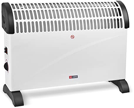 X4-LIFE Konvektor mit 3 StufenWärmeregulierung 750W, 1250W und 2000W, Elektrischer Heizkörper, Überhitzungsschutz mit Kontrollleuchte, Wärmt bis zu 25m², Standheizung mit Tragegriffen