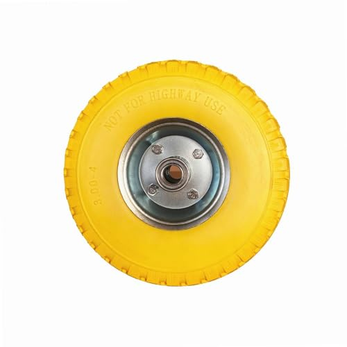 WERKA PRO Roue Increvable Diable 10'' Alésage 20 mm Ø260 x 85 mm Jaune | Installation facile, robuste, usage bricolage, Ø260 x 85 mm, jante métallique galvanisée, pour chariot, diable, brouette