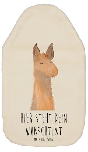 Mr. & Mrs. Panda Personalisierte Wärmflasche Lamakopf Genervt - Weiß