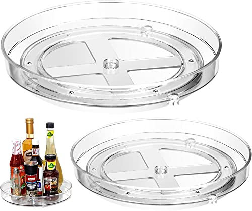 AOKITO Kühlschrank Organizer 2 Stück, Lazy Susan, Drehteller Organizer, Gewürzregal, Drehteller Klein 360 Drehbar, für Küche, Kühlschrank, Kosmetik, Gewürze und Vorratsdosen - 2 Größen (ø: 23 & 27 cm)
