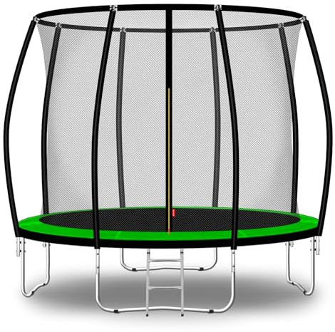 Baunsal® Trampolin Outdoor Ø 366 cm (FGIS) hellgrün-schwarz als Komplettset Gartenspielzeug Kindertrampolin Gartentrampolin rund Garten Spielzeug für Kinder