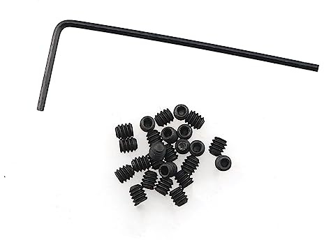 DGBRSM 25pcs 4-40 x 1/8 Carbon Steel Allen Head Hex Hexagon Socket Set Screws Cup Point with Hex Key Wrench, Black