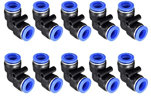 M METERXITY 10pz 90 Gradi Gomito Spingere per Collegare Aria Tubo Flessibile Raccordi, per Trasporto Aria Acqua, Applica Esterno/industriale (12mm, Blu Nero)