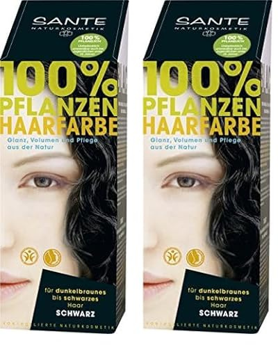 Sante Naturkosmetik Pflanzen-Haarfarbe Pulver, Schwarz, 100 g (2er Pack)