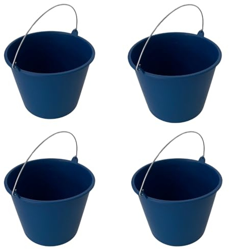 KEROPPA Cubo de Goma Con Asa Metálica Para Limpieza, Transporte o Almacenamiento - Uso Doméstico, Fabricado en España, Azul