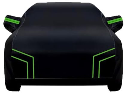 générique Bâche Voiture Impermeable Compatible avec Nissan Qashqai III SUV 2021-,Housse de Protection Voiture Extérieur Contre Pluie Soleil avec Zip（Black Green）