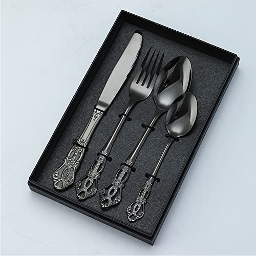 Goldenes Abendessen-Besteck-Set für 8 Personen, Besteck-Set, Besteck, klassischer Palast-Stil, Besteck-Utensilien-Set, Hochzeit, Weihnachten, Zuhause, Küche, Restaurant, Jubiläum, Candle-Light-Dinner,