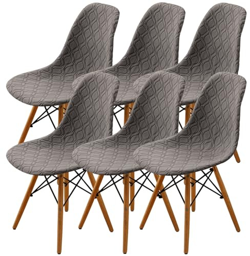 LANSHENG Stuhlhussen 6er Set, Stretch Stuhlhussen für Esszimmerstühle, Abnehmbarer Waschbarer Stuhlüberzug Stuhlbezug für Küch (Taupe, 6er Set)