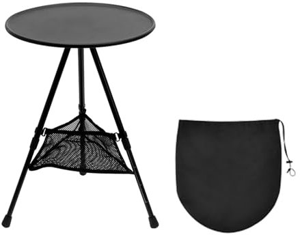 Nchdewui Campingtisch, Tragbar Klapptisch, Kleiner Campingtisch, Leicht Zu Tragen, Verstellbare Gartentisch für Camping Garten Picknick Wandern Reisen (Black)